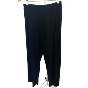 Petite Sophisticate Black Velour Elastic Waist Pants Sz M